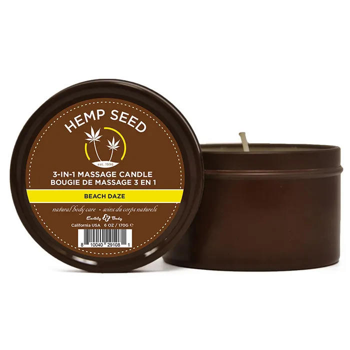 Couples | Hemp Seed 3-In-1 Massage Candle - Beach Daze (Coconut & Pineapple) Scented - 170 g - Earthly Body Couples | Hemp Seed 3-In-1 Massage Candle - Beach Daze (Coconut & Pineapple) Scented - 170 g - Earthly Body