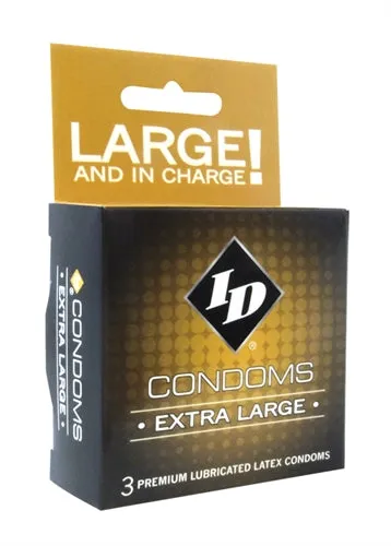 ID Lubricants ID Extra Large Condoms 3 Pack Male Sex Toys