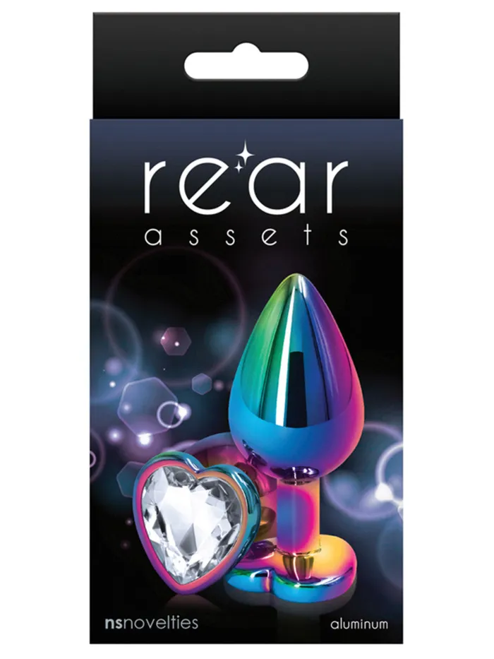Rear Assets Multicolour Metal Butt Plug Heart Gem Clear Medium | NS Novelties Anal