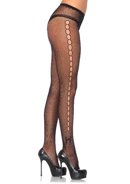 Coquette Anal Seamless Lycra Fishnet Pantyhose WOpen Hole Butterfly Side OS BLACK