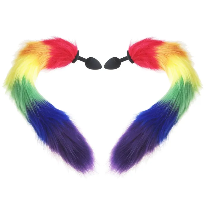 Rainbow Fox Tail silicone Furry Anal Plug | Pik A Pleasure Anal