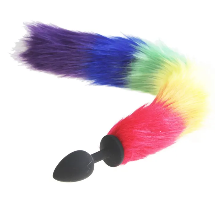 Rainbow Fox Tail silicone Furry Anal Plug | Pik A Pleasure Anal