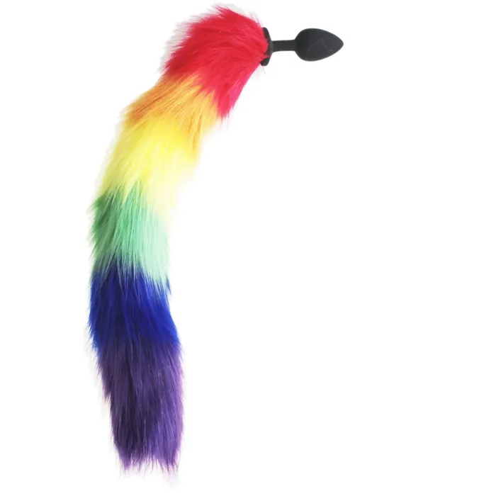 Rainbow Fox Tail silicone Furry Anal Plug | Pik A Pleasure Anal