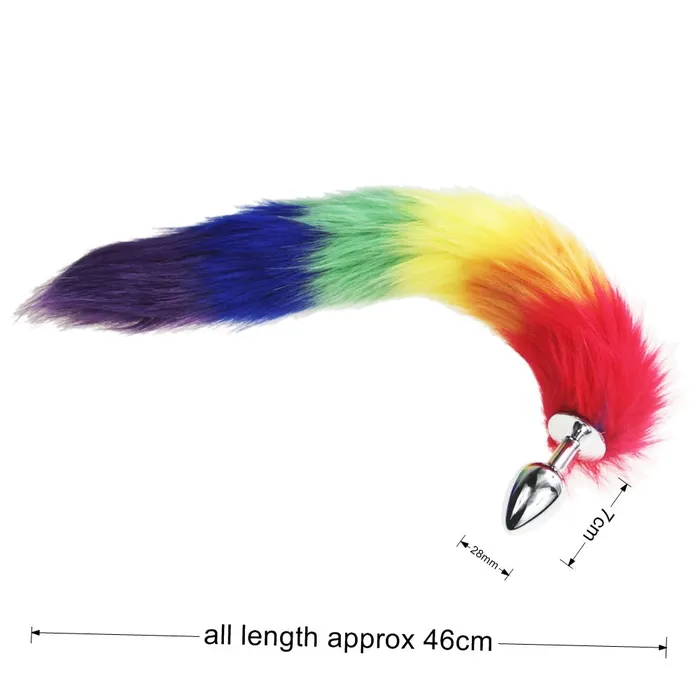 Rainbow Fox Tail silicone Furry Anal Plug | Pik A Pleasure Anal