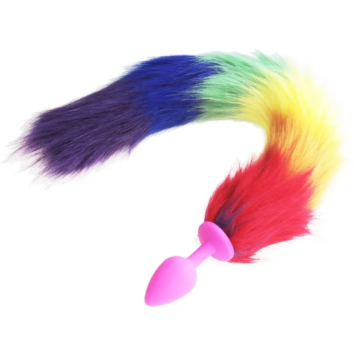 Rainbow Fox Tail silicone Furry Anal Plug | Pik A Pleasure Anal