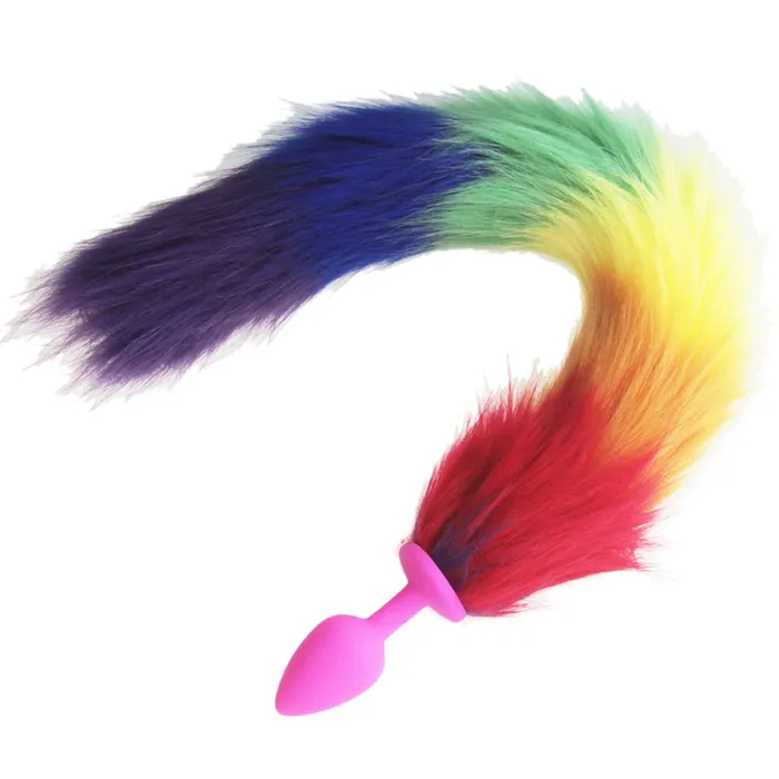 Rainbow Fox Tail silicone Furry Anal Plug | Pik A Pleasure Anal