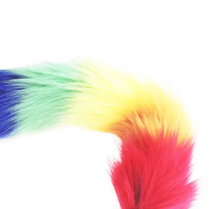 Rainbow Fox Tail silicone Furry Anal Plug | Pik A Pleasure Anal