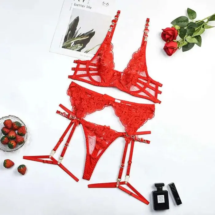 3-Piece Floral Lace Lingerie Set | Ellolace Couples