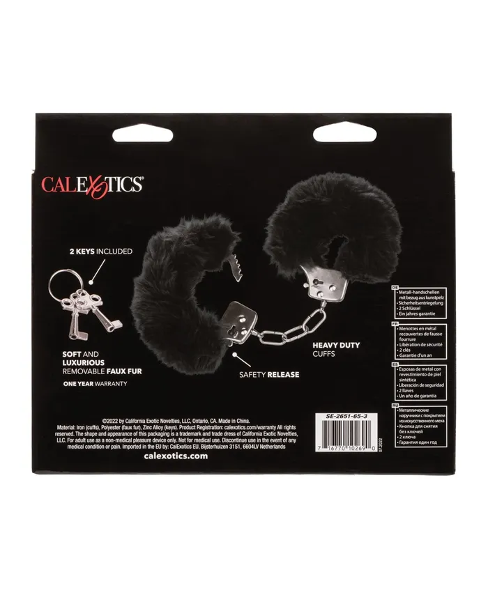California Exotic Novelties Ultra Fluffy Furry Cuffs - Black | Anal