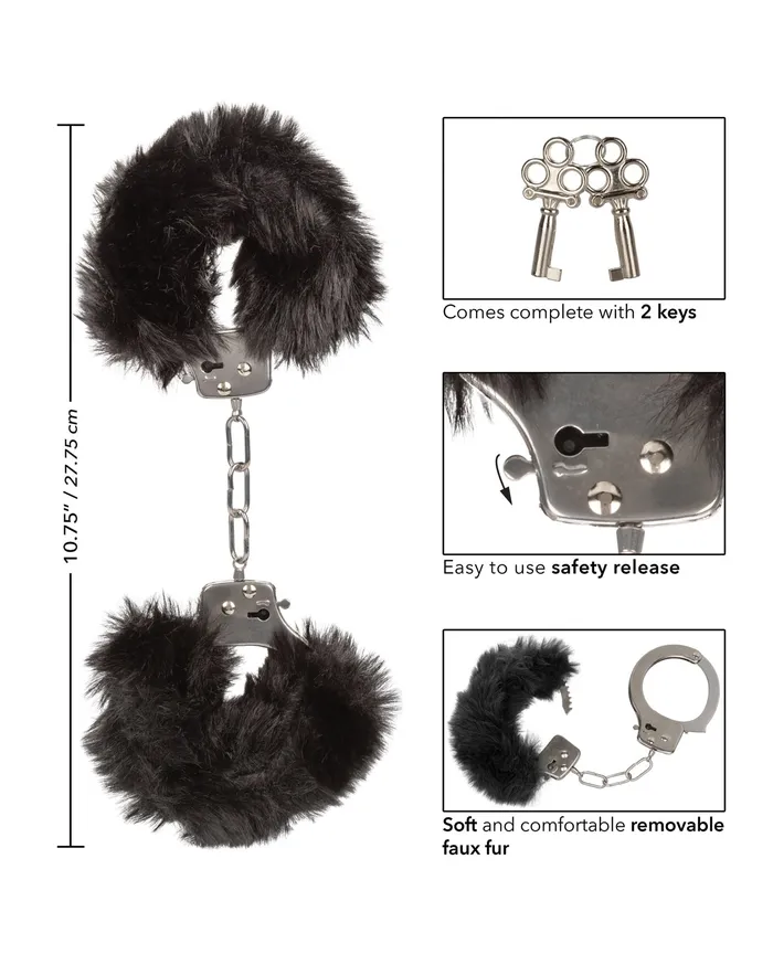California Exotic Novelties Ultra Fluffy Furry Cuffs - Black | Anal
