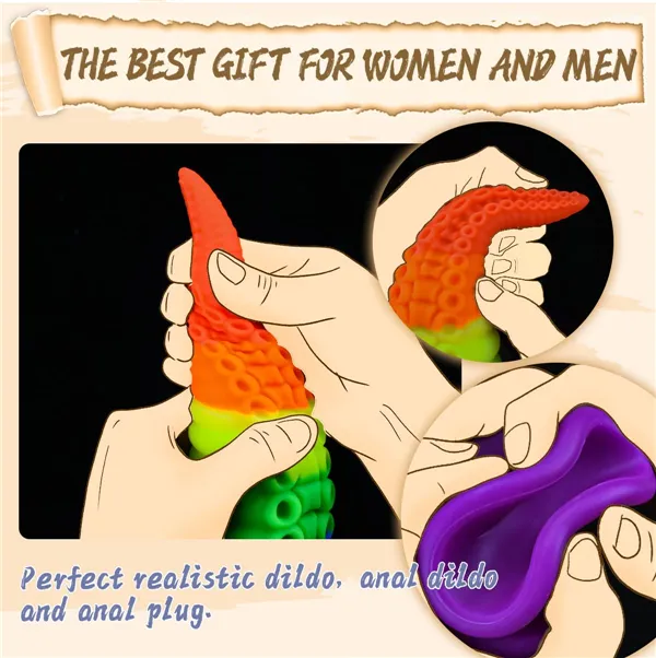 Dildos | Aimitoy Tentacle G-spot Dildo Rainbow